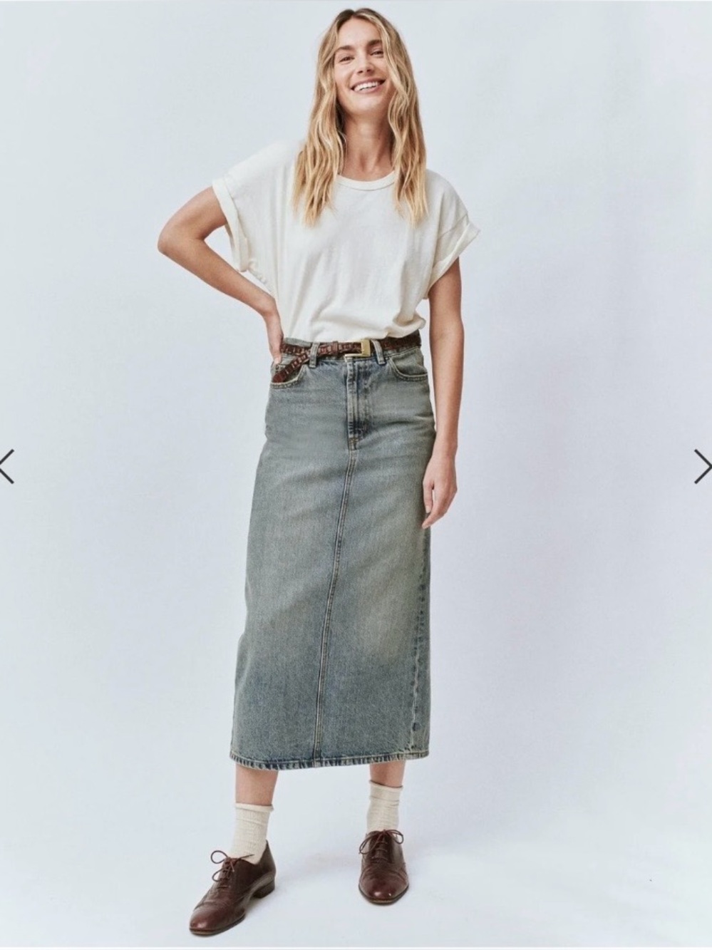 The GREAT The Column Skirt In Monterey Wash Size 29
